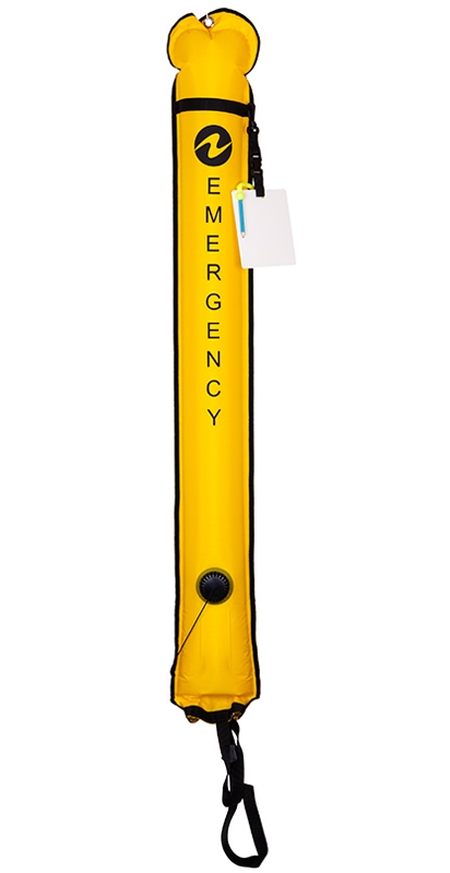 Буй Aqualung нейлоновый желтый с клапаном и табличкой, 140 см